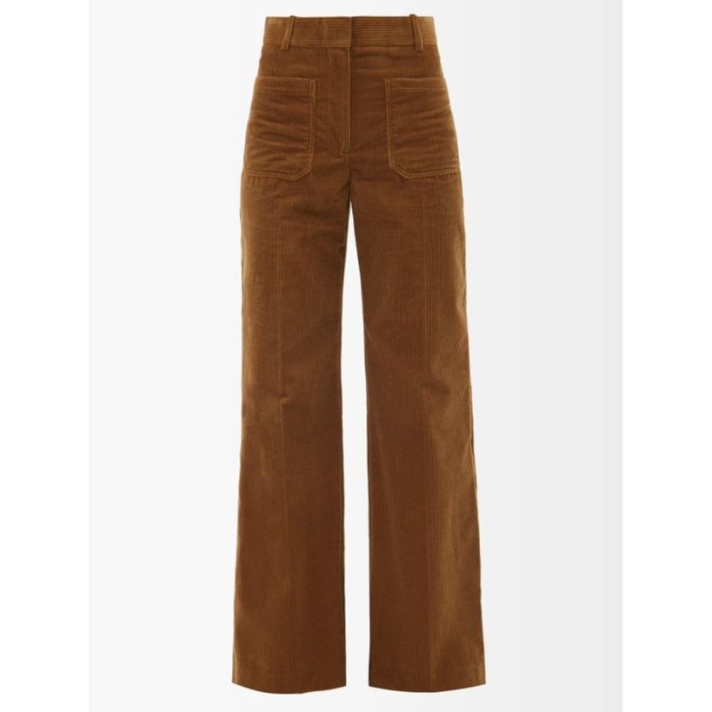 Victoria beckham pants Womens 8 US Corduroy wide leg brown